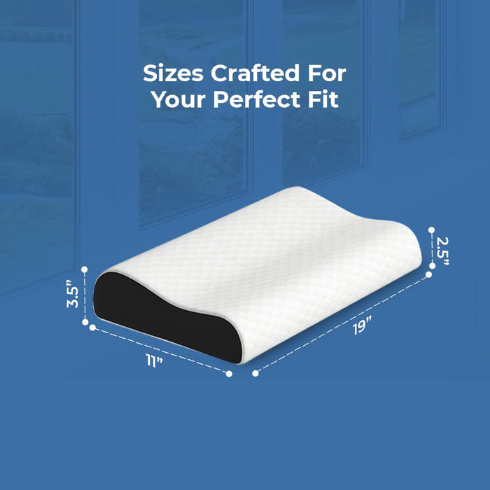 Click to see full view   VIDEO     4+ CareFoam Memory Foam Cervical Neck Pillow | 2 Years Warranty | Pain Relief Sleep, Improves Posture Spinal Alignment, Neck Pain Relief