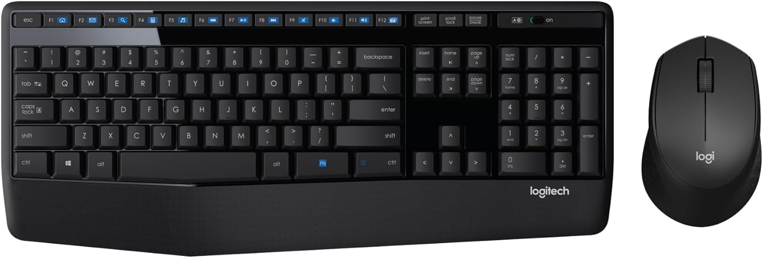 Logitech MK345 Wireless Keyboard and Mouse Set Full-Sized Keyboard with Palm Rest and Comfortable Right-Handed Mouse