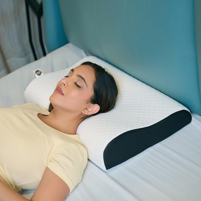 Click to see full view   VIDEO     4+ CareFoam Memory Foam Cervical Neck Pillow | 2 Years Warranty | Pain Relief Sleep, Improves Posture Spinal Alignment, Neck Pain Relief