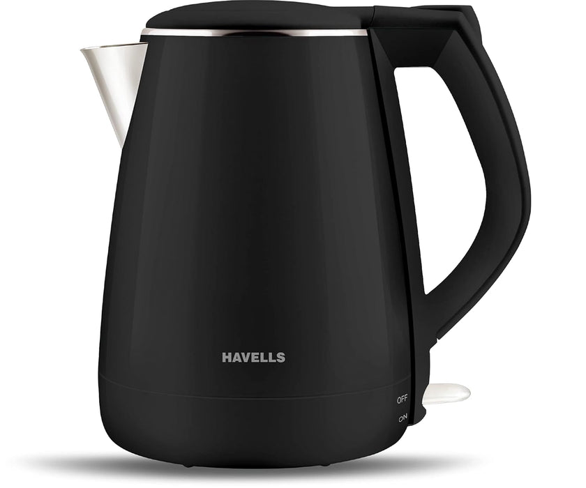 Havells Aqua Plus Electric Kettle 1.2 Litre, 1250 Watt | 304 Stainless Steel Inner Body | Cool Touch Body