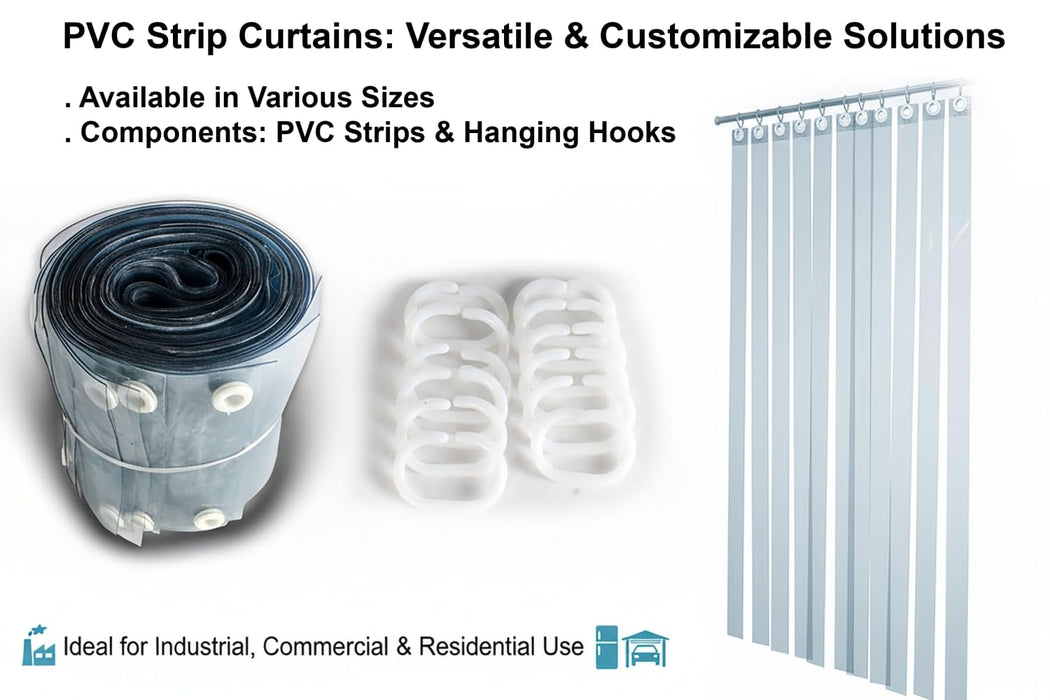 The Furnishing Tree Transparent PVC AC Strip Curtain 7 Ft Long – Set of 6 Strips (8 Inch / 20.32 cm Width Each), 1mm Thickness Door Curtain for Home, Balcony & AC Room