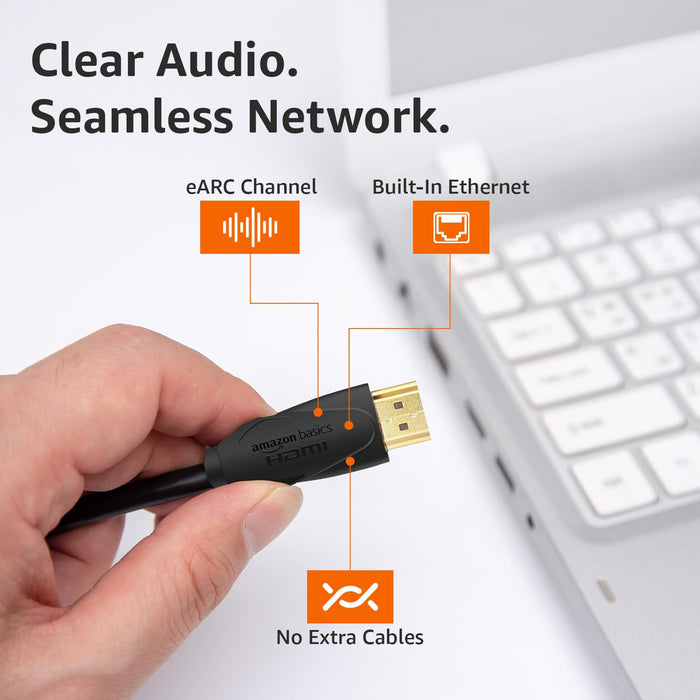 Amazon Basics Pro Series 8K HDMI 2.1 Cable - 3 Feet | 8K 60Hz HDR, 4K 120Hz, High Speed 48Gbps with Ethernet, eARC, 3D, HDCP 2.3