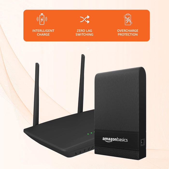 Amazon Basics UPS for WiFi Router/Modem/Set top Box Devices. Supports 12Vdc, 2.5A Routers. Backup Up