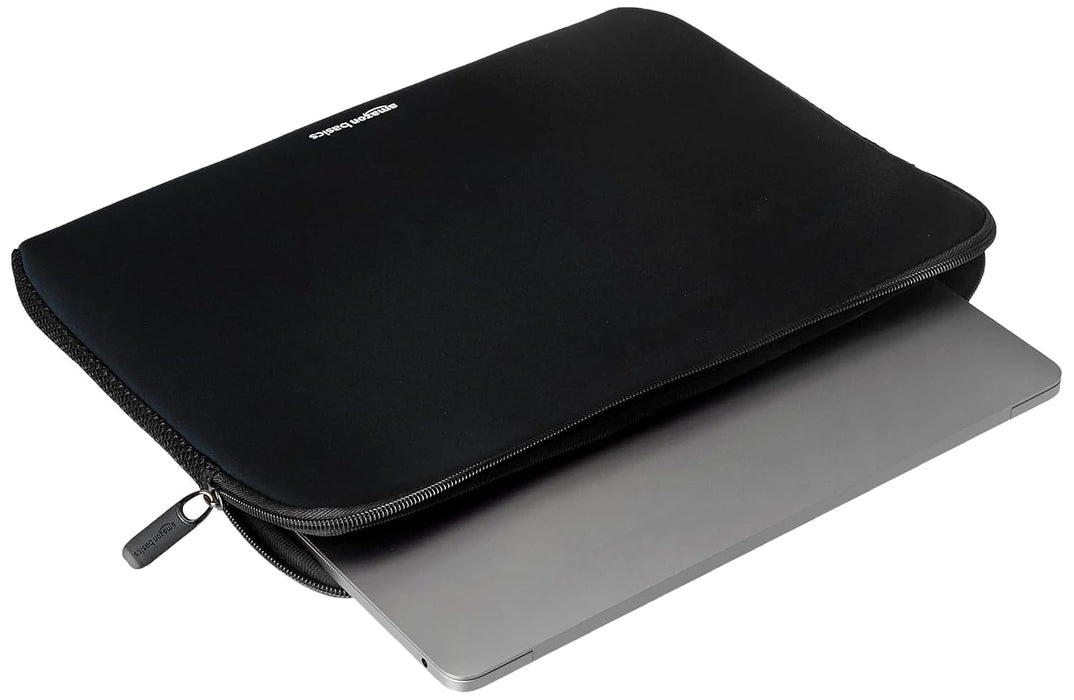 Amazon Basics Laptop Sleeve Case Cover Pouch for 13-Inch, 13.3-Inch Laptop for Men & Women | 360° Protection, Smooth & Premium Zipper (Black)