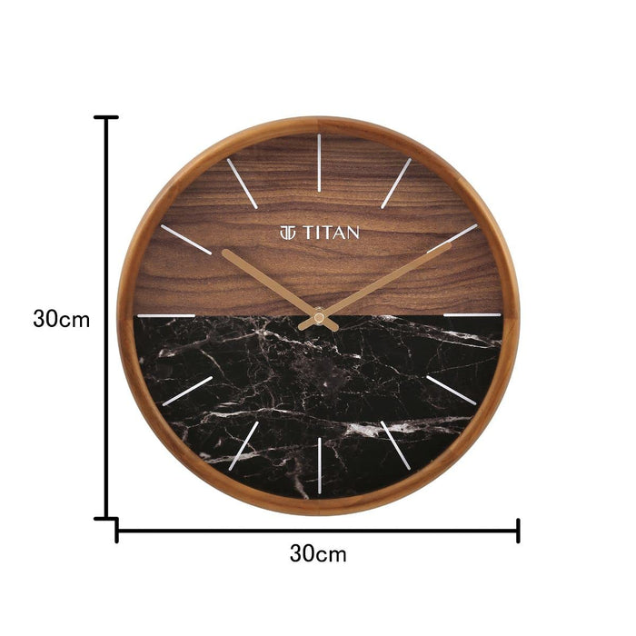Titan Contemporary Wooden Analog Clock with Wood & Stone Textures On The Dial