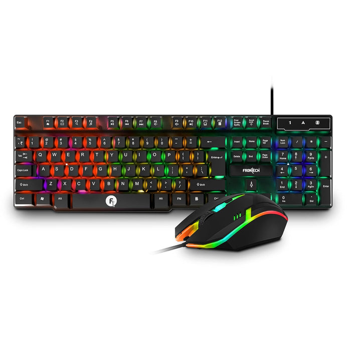 FRONTECH Wired Gaming Combo Keyboard and Optical Mouse with RGB Backlight Effects| 104 Membrane Keys