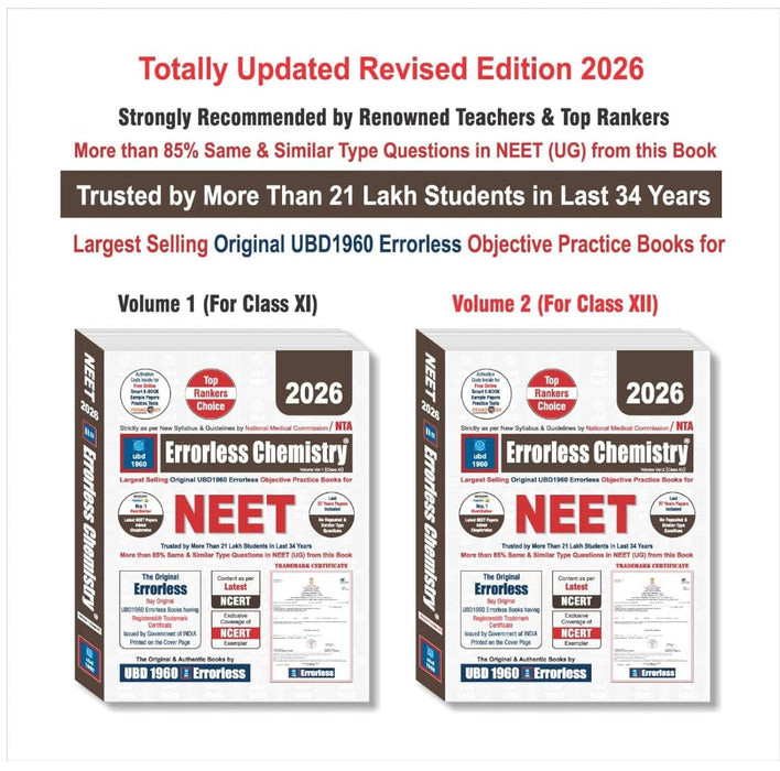 UBD1960 Errorless Chemistry for NEET 2026 as per NMC