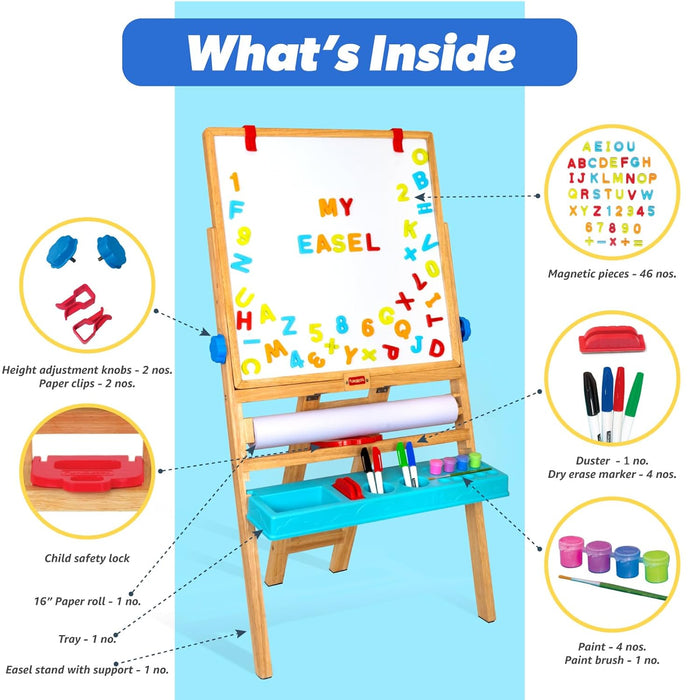 Giggles Funskool My First Easel, 4in1 Double Sided Wooden Magnetic Board