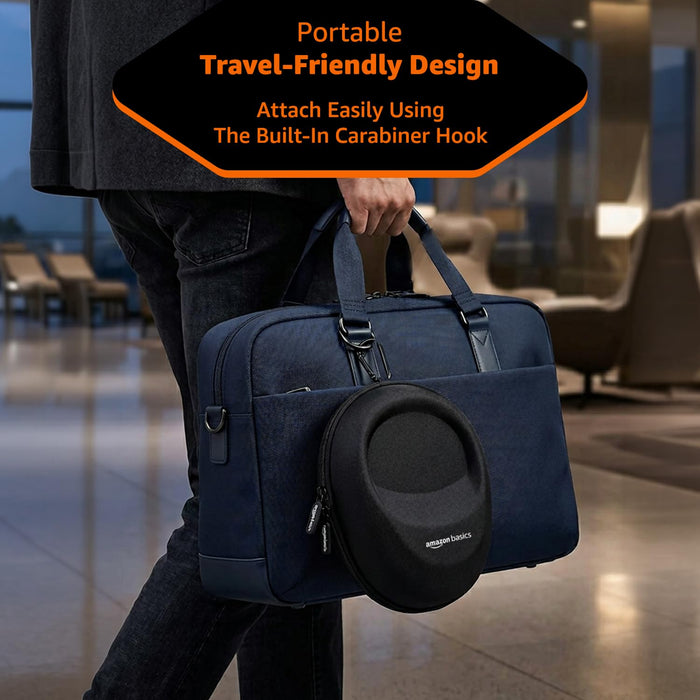 Amazon Basics Hard Shell EVA Headphone Carrying Case for Universal Oversized Over-Ear Headset, Shockproof, Water Repellent, Anti-Pressure Portable Protective Pouch/Storage Bag, Black