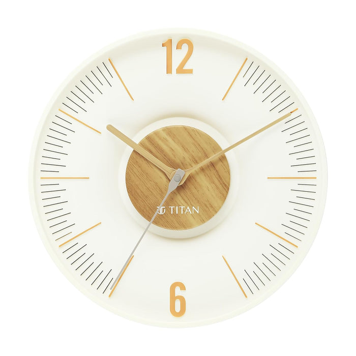 Titan Earth Flare Wall Clock – 32 x 32 cm Modern Wood Texture Design with 3D Dial, Raised Indices, Silent Sweep Movement
