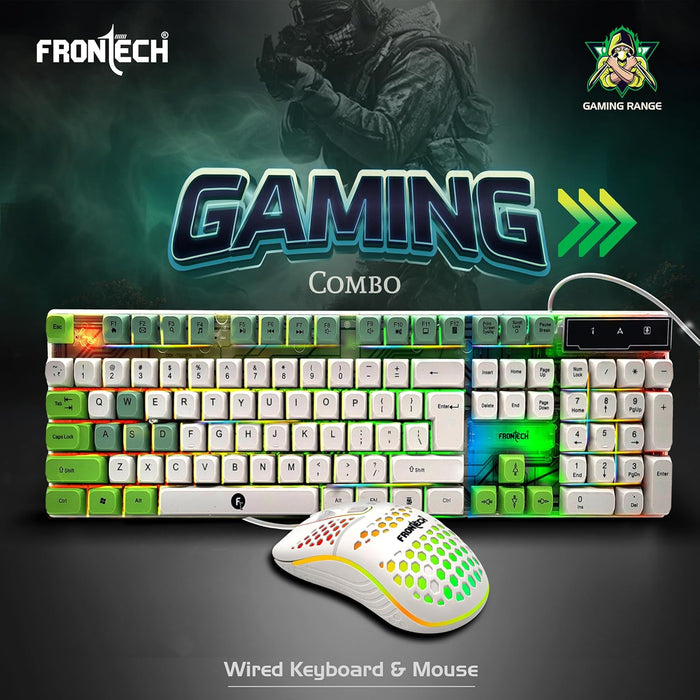 Frontech Wired Nova Knight Gaming Keyboard & Mouse Set | LED Rainbow Backlit | 104 Keys | USB Plug & Play | Up to 1600 DPI Mouse