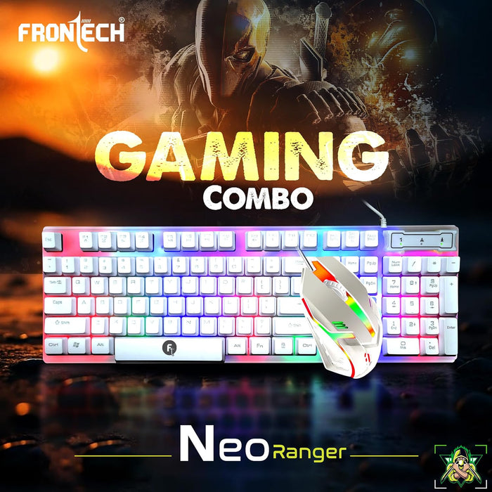 FRONTECH KB-0040PW Wired Gaming Keyboard and Mouse Combo for PC & Laptop | USB Plug & Play | 105 Keys Keyboard + 1200 DPI Optical Mouse