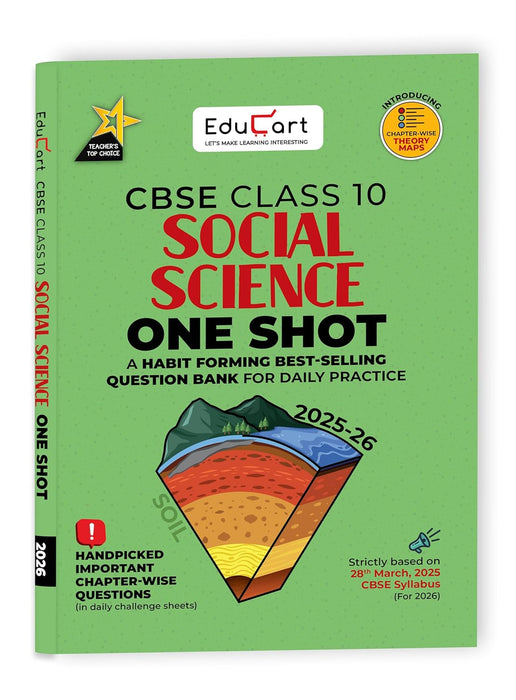 Educart One-shot Social Science CBSE Class 10 Question Bank 2025-26 on new Syllabus 2026