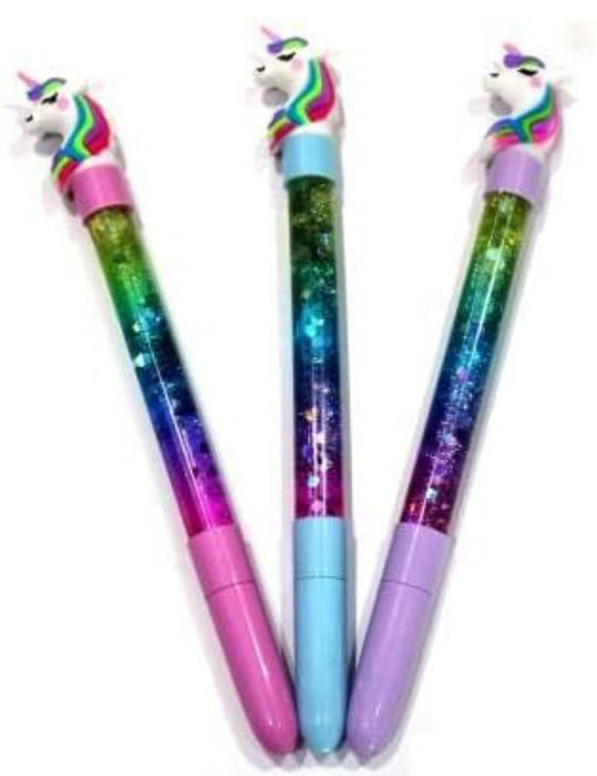 Unicorn Gel Pen with Glitter liquid Pack of 3