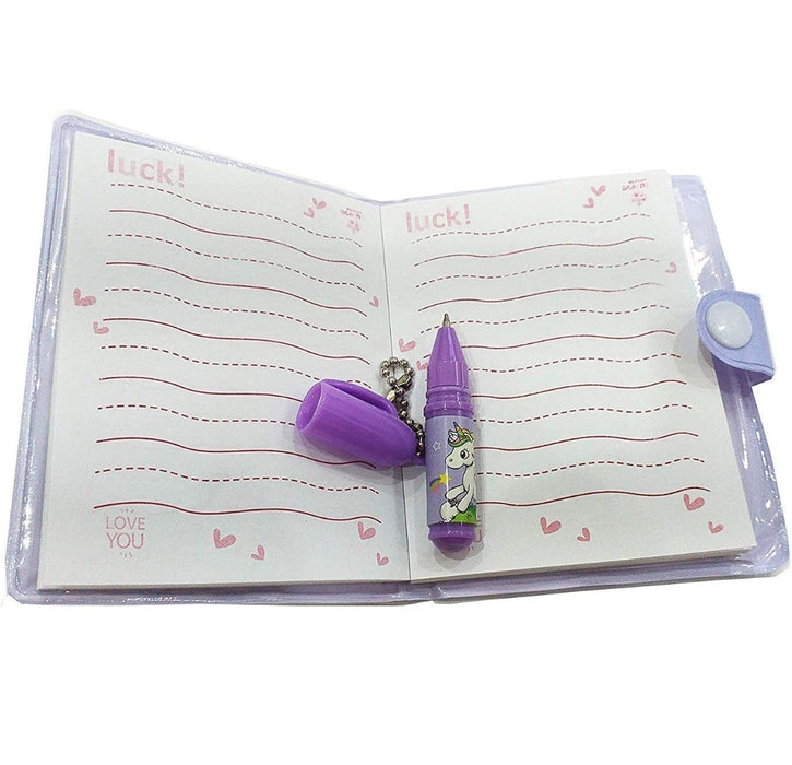 Unicorn Cartoon Printed Diary with Small Pen for Kids