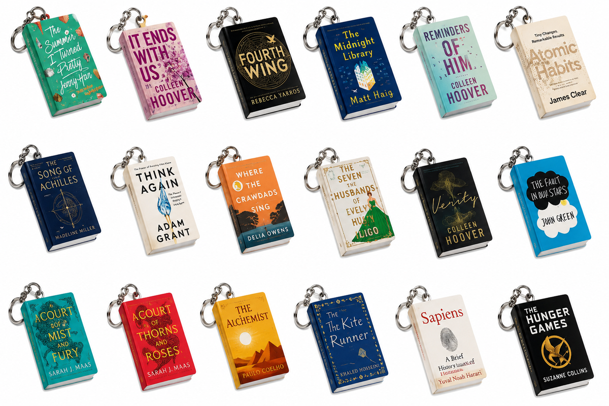 Books Keychain Set of 18 Pack of 18