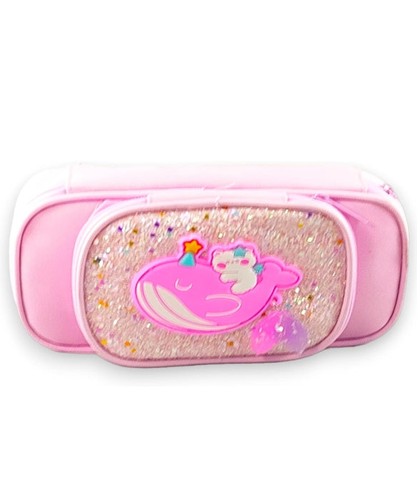 Large Capacity Glitter Pencil Pouch with Tail Hanging
