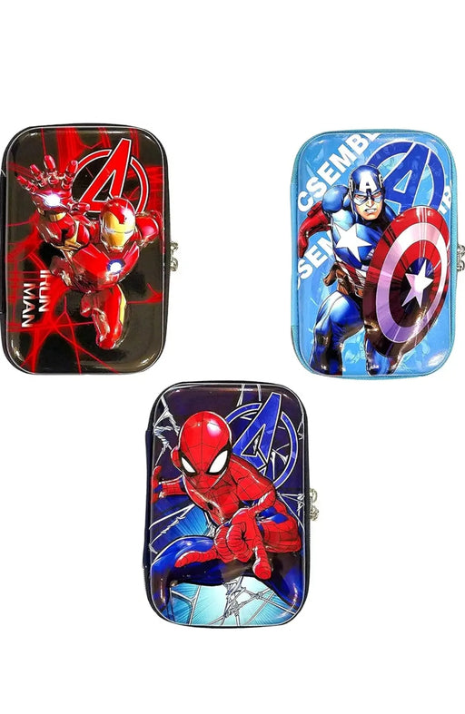 Pack of 1 Superhero Pencil Case with Zip in EVA Material with Large Capacity for Kids Random design sent - eLocalshop