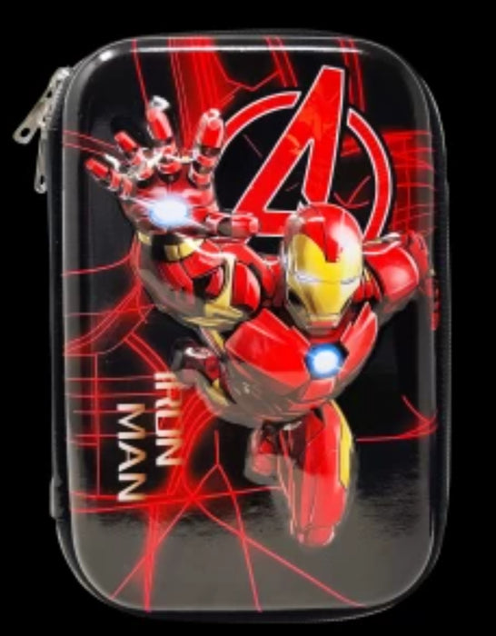 3D Embossed Marvel Avenger End Game Super Hero Action Figure Design Pencil Case with Compartments, Pencil Pouch for Kids,Stationery Box, Cosmetic Zip Pouch Bag
