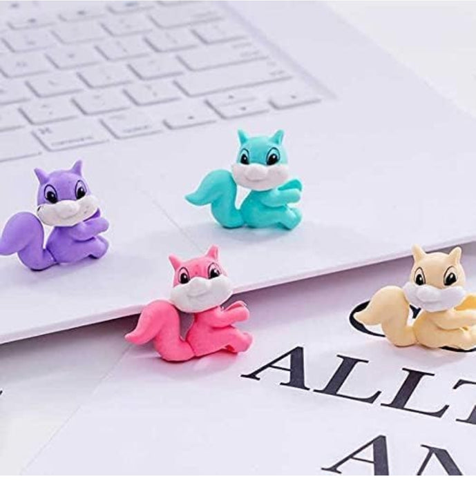 (Pack of 18) 3D Cute Cartoon Shape Rubber Pencil Erasers, School Stationery for Kids, Boys Girls, Birthday Return Gifts (Squirrel) - eLocalshop