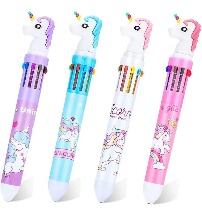 10 In 1 Unicorn Ball Pen I Ballpoint I Ball Pen I Gel Pen I Pen I Writing Tool (Pack Of 4|Random Color) - eLocalshop
