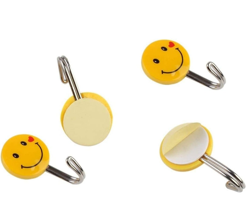 Plastic Self Adhesive Smiley Wall Hooks Set of 2 Pieces - eLocalshop