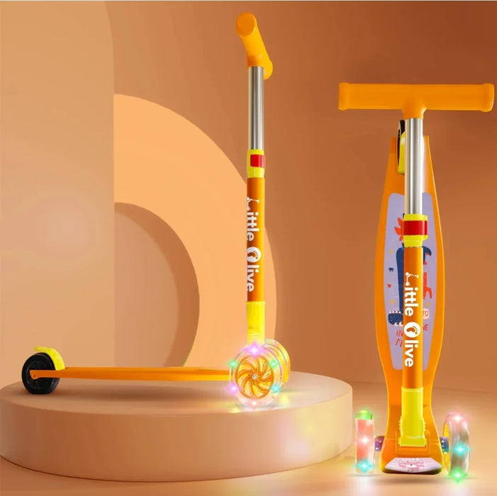 Little Olive Tikes 4 Level Height Adjustable Scooter for Kids with LED Lights (Orange) - Refurbished - eLocalshop