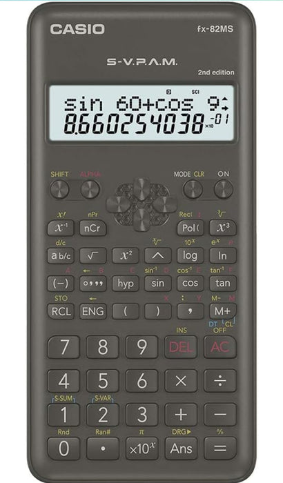 Casio FX-82MS 2nd Gen Non-Programmable Scientific Calculator, 240 Functions and 2-line Display, Black - eLocalshop
