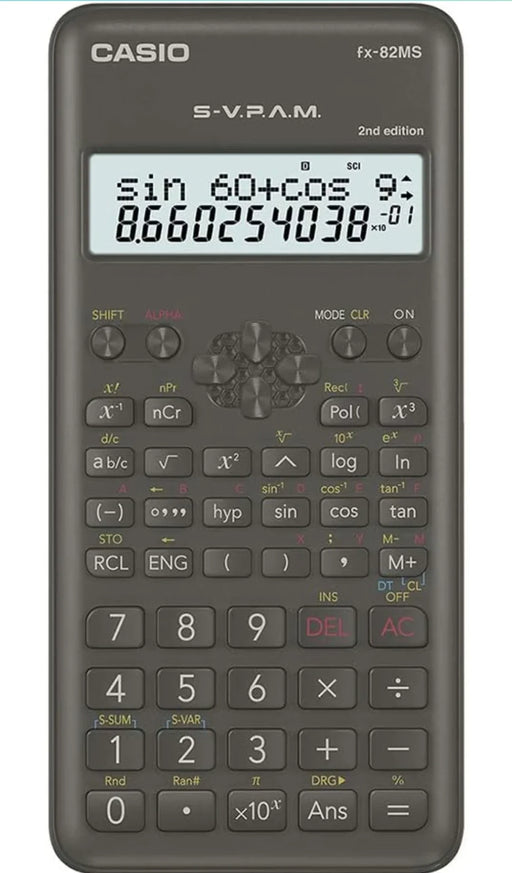 Casio FX-82MS 2nd Gen Non-Programmable Scientific Calculator, 240 Functions and 2-line Display, Black - eLocalshop