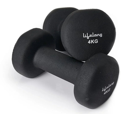 Lifelong Set of 2 Neoprene Cast Iron Dumbbells (4kg * 2) Fixed Weight Dumbbell (8 kg) - eLocalshop