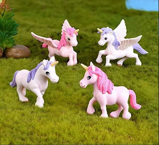 Chocozone Pack of 4 Cute Unicorn Miniatures Garden Decoration Gifts - eLocalshop
