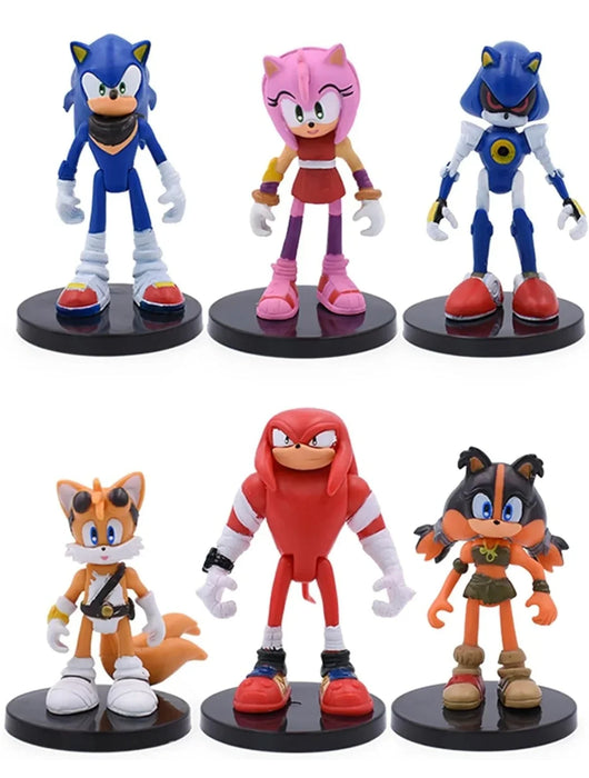 AUGEN Sonic Set of 6 Action Figure Limited Edition for Car Dashboard, Decoration, Cake, Office Desk & Study Table (8cm)(Pack of 6 - eLocalshop