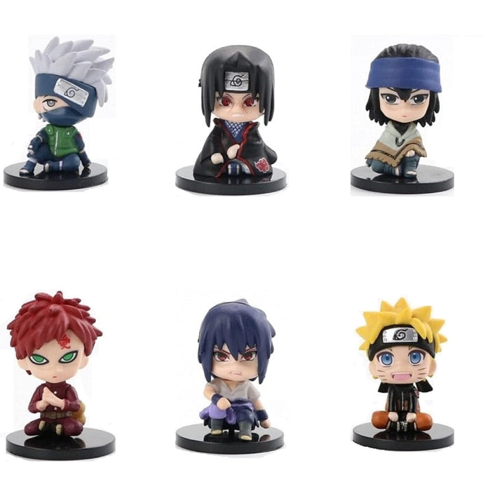 AUGEN Naruto Mini Action Figure Limited Edition for Car Dashboard, Decoration (9cm, Pack of 6)