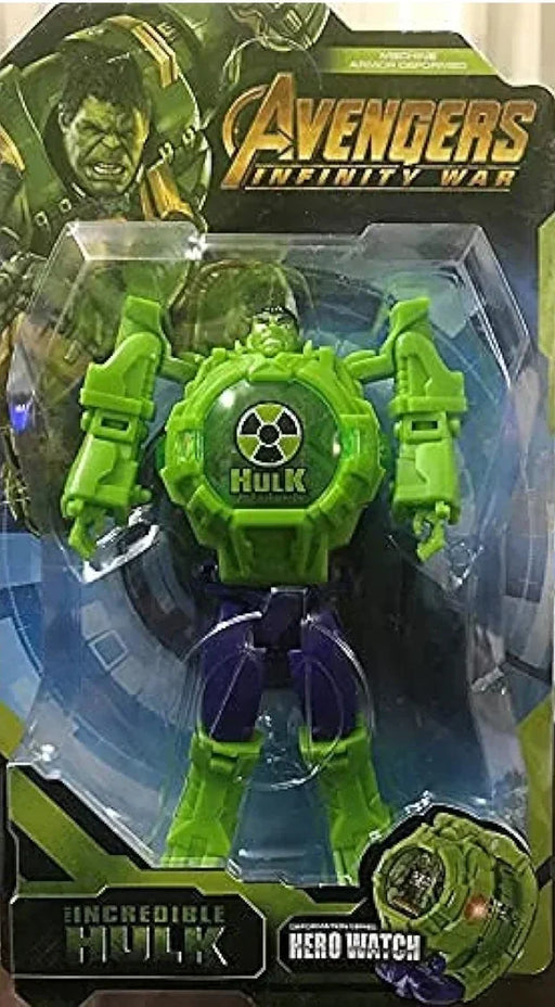 PoPo Toys Hulk Super Hero Action Figure Toy Robot Deformation Convertible Digital Wrist Watch for Kids (Pack of 1) - eLocalshop