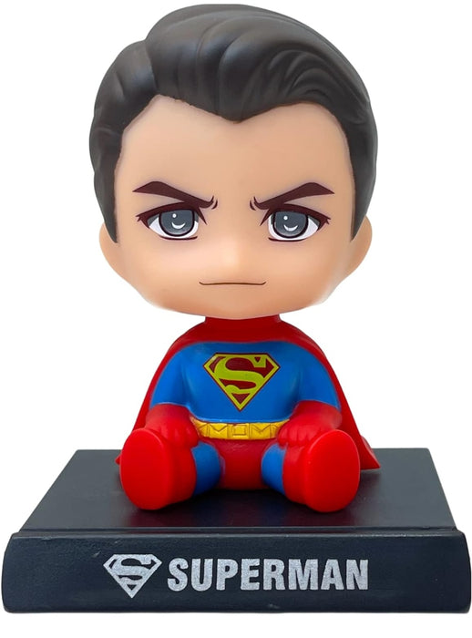 AUGEN Super Hero Superman 2 Action Figure Limited Edition Bobblehead with Mobile Holder for Car Dashboard, Office Desk & Study Table (Pack of 1)