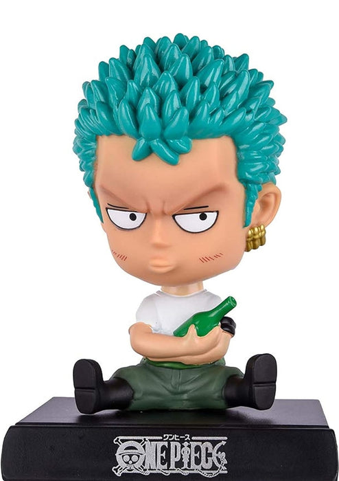 AUGEN Super Hero Roronoa Zoro Action Figure Limited Edition One Piece Bobblehead with Mobile Holder for Car Dashboard, Office Desk & Study Table (Pack of 1)