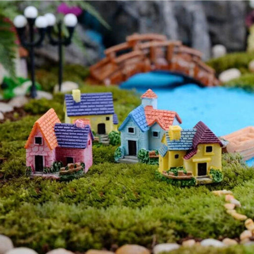 Chocozone Pack of 4 Cute Miniatures Garden Decoration Gifts for Kids & Girlfriend (House) - eLocalshop