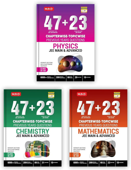 MTG 47 + 23 Years JEE Main (2024-2002) and JEE Advanced (2024-1978) Chapter-wise Topic-wise Previous Years Solved Question Papers Physics Chemistry & Mathematics Book - JEE PYQ Question Bank For 2025 - eLocalshop