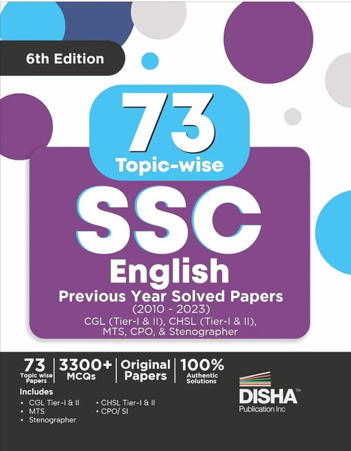 73 Topic-wise SSC English Previous Year Solved Papers (2010 - 2023) - CGL (Tier I & II), CHSL (Tier I & II), MTS, CPO & Stenographer 6th Edition | 3300+ Verbal Ability PYQs - eLocalshop