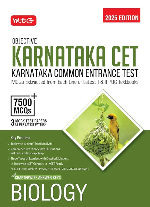 MTG Objective Karnataka CET Biology Book For 2025 KCET Exam | KCET Topicwise Comprehensive Theory with 10 Previous Years Solved Question Papers & 7500+ MCQs | KCET PYQs Question Bank - eLocalshop