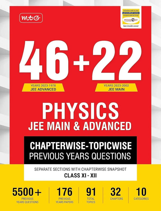 MTG 46 + 22 Years JEE Main and IIT JEE Advanced Previous Years Solved Question Papers with Chapterwise Topicwise Solutions Physics Book JEE PYQ - eLocalshop