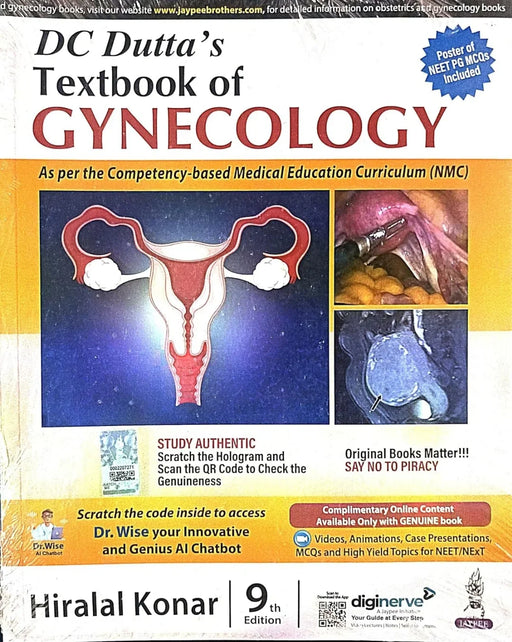 DC Dutta's Textbook of Gynecology, 9th Edition, with Poster of NEET PG MCQs by Hiralal Konar - eLocalshop