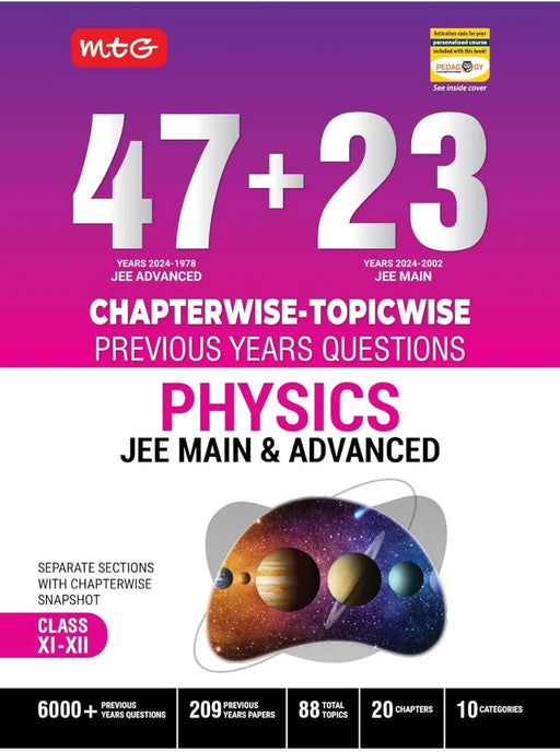 MTG 47 + 23 Years JEE Main (2024-2002) and JEE Advanced (2024-1978) Chapter-wise Topic-wise Previous Years Solved Question Papers Physics Book � JEE PYQ Question Bank For 2025 Exam - eLocalshop