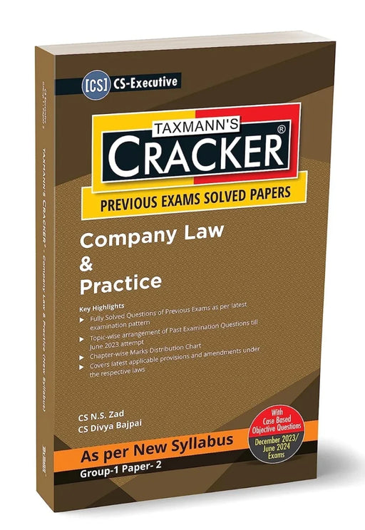 Taxmann's CRACKER for Company Law & Practice (Paper 2 | Company Law) – Covering (topic-wise) past exam questions & detailed answers | CS Executive | New Syllabus | Dec. 2023/June 2024 Exams - eLocalshop