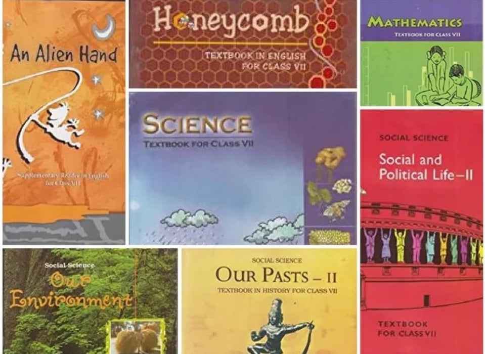 NCERT TEXTBOOK 7 BOOK SET FOR CLASS- 7TH (Honeycomb,Maths,Science,An Alien Hand,Our Environment,Our Past-2,Social and Political Life-2) - eLocalshop