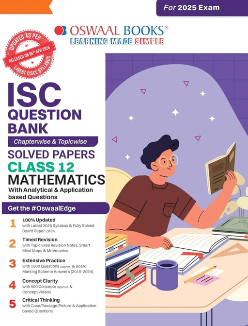 Oswaal ISC Question Bank Class 12 Mathematics | Chapterwise and Topicwise | Solved Papers | For Board Exams 2025 - eLocalshop