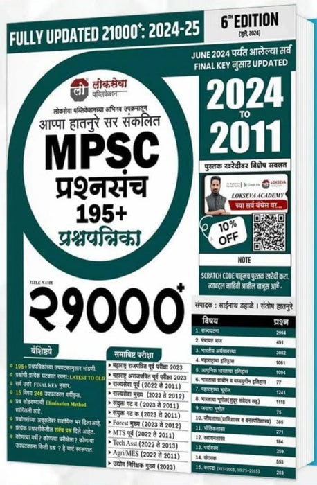 Lokseva Publication - MPSC 21000+ Prashnasanch (2011 to 2024) - 195+ Prashnapatrika By Appa Hatnure Sir - eLocalshop