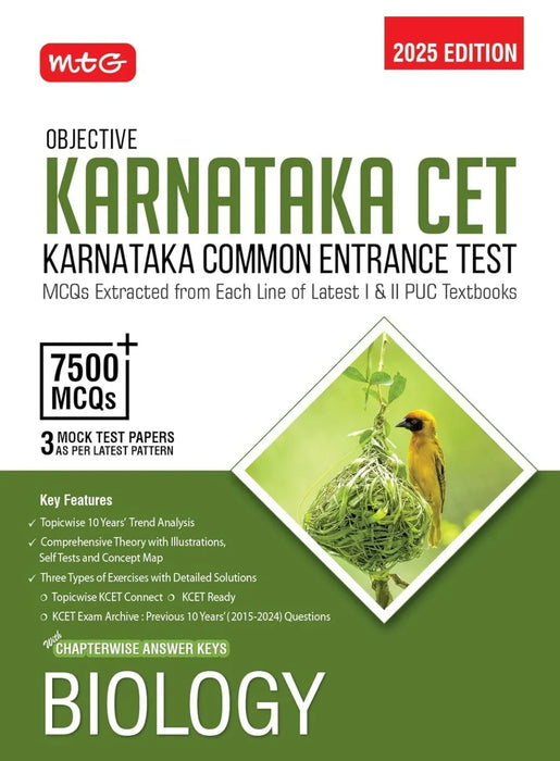 MTG Objective Karnataka CET Biology Book For 2025 KCET Exam | KCET Topicwise Comprehensive Theory with 10 Previous Years Solved Question Papers & 7500+ MCQs | KCET PYQs Question Bank [Paperback] MTG Editorial Board - eLocalshop