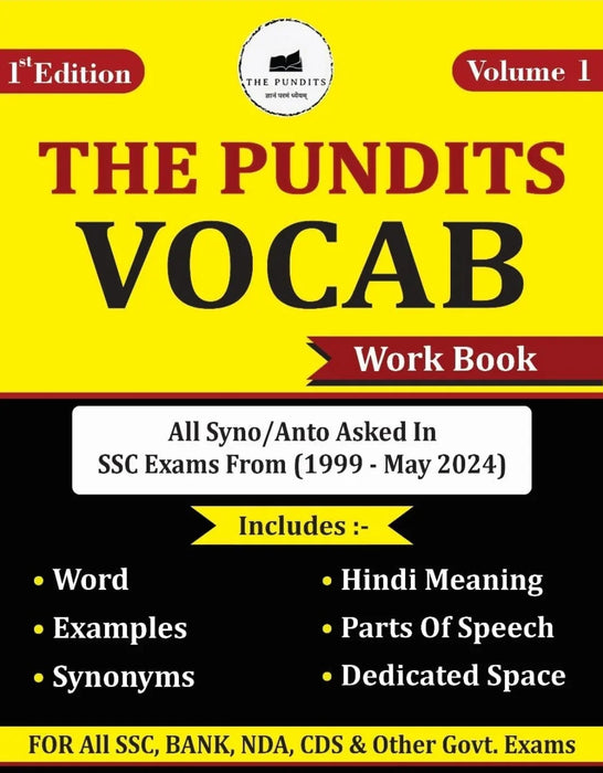 THE PUNDITS Vocab Workbook For All SSC, Bank, NDA, CDS & Other Government Exam