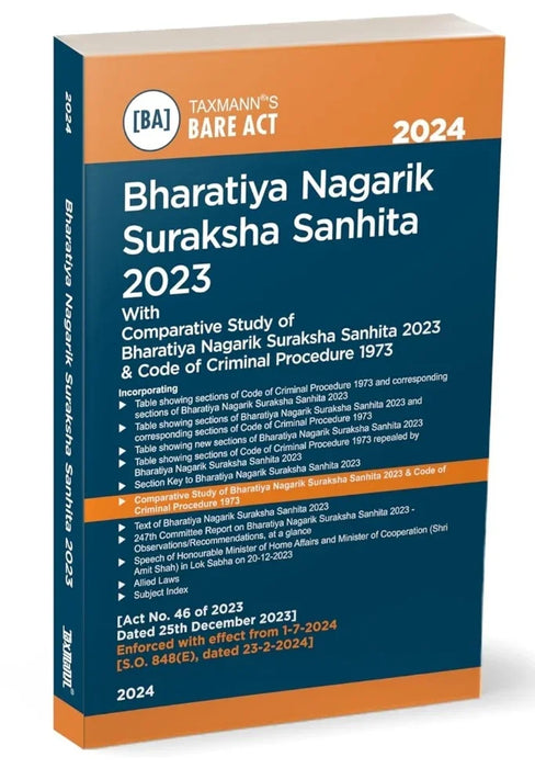 Taxmann's Bharatiya Nagarik Suraksha Sanhita (BNSS) 2023 – Comprehensive Legal Resource ft. Bare Act | Comparative Study of BNSS & CrPC | Section-wise Tables | Section/Alphabetical Key | Subject Index
